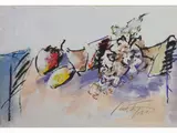 Sergio Scatizzi, Still Life with Fruit, 1918, mixed media on cardboard