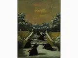 Nino Caffè, Snowy Landscape with Priests, 1909, oil on panel