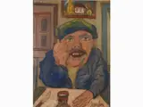 Beppe Serafini, Figure, 1915, oil on carved cardboard
