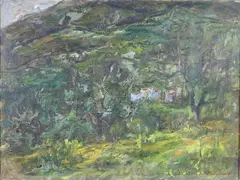 Landscapes by Renato Alessandrini, 1919, two oil paintings on canvas, offered Mar 2019
