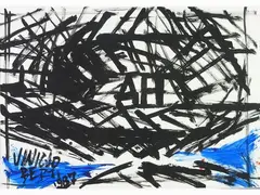 Composition 1987 by Vinicio Berti, 1921, acrylic on cardboard, offered Mar 2019