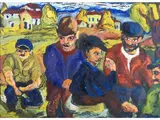 Beppe Serafini, Figures, 1915, oil on cardboard