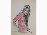 Portrait of a Woman 1972 by Enzo Faraoni, 1920, watercolour and charcoal on paper, offered Mar 2019