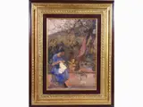 View of Garden with Embroiderer by Ludovico Tommasi, 1866, oil on panel, offered Mar 2019