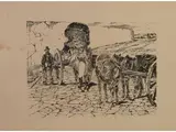Giovanni Fattori, View of a Street with Carriages and Figure, 1825, lithograph