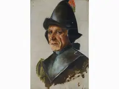 Study for Knight by Stefano Ussi, 1822, oil sketch on canvas laid on cardboard, offered Mar 2019