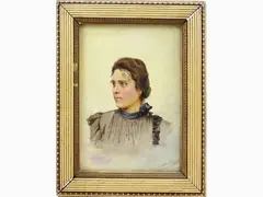 Giuseppe Bertini, Portrait of a Woman, 1825, painted miniature on porcelain plaque