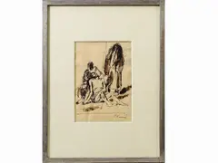 Felice Carena, Study for Deposition from the Cross, 1879, indian ink on paper