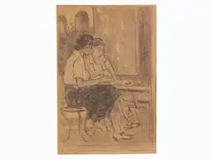 Ludovico Tommasi, Female Figures, 1866, charcoal on paper
