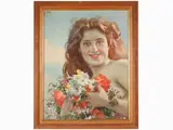 Fabio Cipolla, Portrait with Woman with Flowers, 1852, watercolour on paper partially laid on cardboard