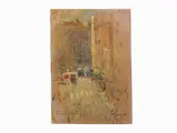 Francesco Pagliazzi, The Piazza Barberini in Rome, 1910, oil sketch on cardboard laid on panel
