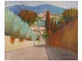 View of a Tuscan Street by Dino Migliorini, 1907, oil on faesite, offered Nov 2018
