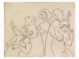 Mino Maccari, Composition with Figures, 1898, charcoal on paper laid on canvas