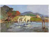 Abbeverata by Carlo Domenici, 1898, oil on faestite, offered Nov 2018