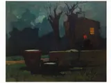 Nocturnal with Figure second hal of 1930s by Renato Natali, 1883, oil on cardboard, offered Nov 2018