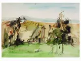 Sergio Scatizzi, Tuscan Landscape, 1918, tempera on paper