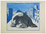 Dino Buzzati, View of a City with Dog, 1906, lithograph