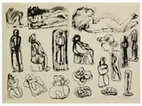 Giuseppe Mazzullo, Study for Sculptures, 1913, mixed media on paper
