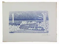 Seascape 1954 by Giuseppe Viviani, 1898, lithograph, offered Nov 2018
