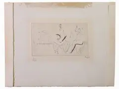 Two Seated Figures 1951 by Henry Moore, 1898, engraving, offered Nov 2018