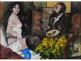 The Painter and The Model by Fausto Maria Liberatore, 1922, oil on cardboard, offered Nov 2018