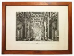 Antonio Sarti, Interior Views of Roman Churches, 1797, a pair of engravings on paper laid on cardboard