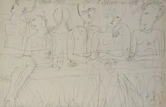 Without title by Franco Gentilini, 1961, Authentication of the author on photo. Sign and dedication at the top right; date top left., offered Nov 2022