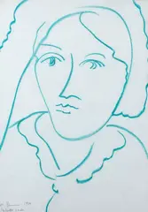 Green portrait by Mimmo Germana, 1989, Signature, offered Nov 2022