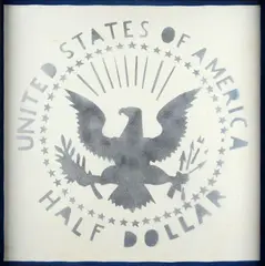 Half Dollar by Franco Angeli, Sul verso: firma; timbro "Antipittura"., offered Oct 2022