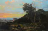 Michele Cammarano, Paesaggio con figure al tramonto
