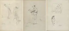 Luigi Conconi, Caricatures, Three signed sheets.