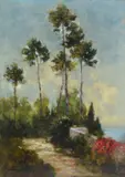 Licinio Barzanti, Landscape, Sign at the bottom to the left. On the reverse: signature.