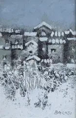 Manlio Bacosi, Snowfall, Signature lower right. On the reverse: signature