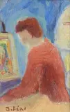 Elisa Bottero, At the stand, Sign at the bottom to the left. On the reverse