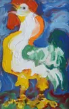 Domenico Cantatore, Rooster, Oil on canvas cardboard