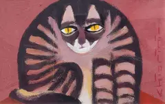 Cat by Bruno Chiarini, 2005, On the reverse: signature and date. & Nbsp;, offered Sep 2022