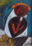 Gianni Dova, Small figure, Signature lower right. On the reverse: signature. Bibliography: & nbsp;