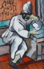 Without title by Gino Giusti, 1990, Signature and date top left. On the reverse: dedication. Bibliography:, offered Sep 2022