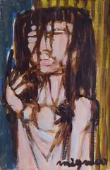 Figure by Giuseppe Migneco, 1962, Signature lower right. On the reverse: signature and date. Bibliography: & nbsp;, offered Sep 2022