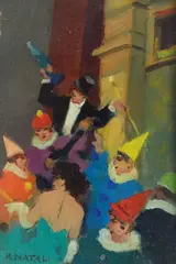 Carnival party by Renato Natali, Sign at the bottom to the left. On the reverse: signature. Bibliography:, offered Sep 2022