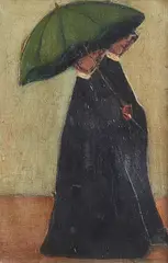 Eugenio Pieraccini, The green umbrella, Signature lower right. Bibliography: