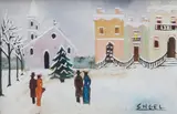 Engel Pierini, Landscape with snow, Sign at the bottom to the left. On the reverse: signature and dedication.