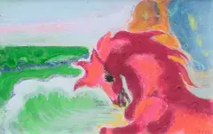 Horse on the beach by Aligi Sassu, 1987, Signature lower right. On the reverse: signature, offered Sep 2022