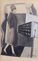 Composition with figures by Mario Sironi, 1961, Signature lower right. On the reverse: date, offered Sep 2022