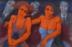 Figures by Remo Squillantini, Signature on the right side. On the reverse: signature, offered Sep 2022