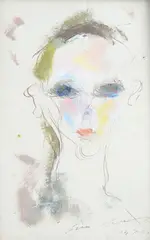 Face by Ernesto Treccani, 1973, Signature and date lower right. On the reverse: dedication. Bibliography:, offered Sep 2022