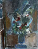 Gastone Breddo, Vase with flowers, 1958, Signature and date lower right.