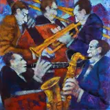 Remo Squillantini, Jazz, oil on panel