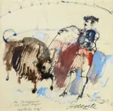 Antonio Possenti, Bullfighter, 1975, Signature lower right; dedication and date lower left.