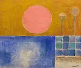 Bruno Saetti, Landscape with the sun, Signature in the lower right corner. On the reverse: signature.